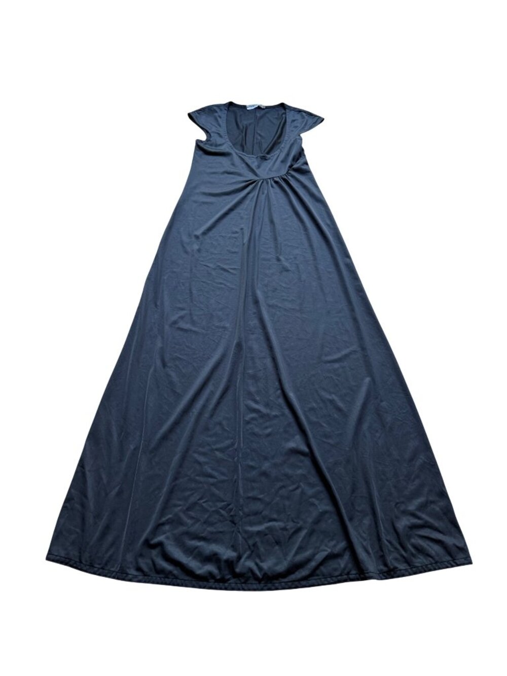 Vintage John Kloss For Cira Size S Black Cap Sleeve Scoop Neck Maxi Nightgown